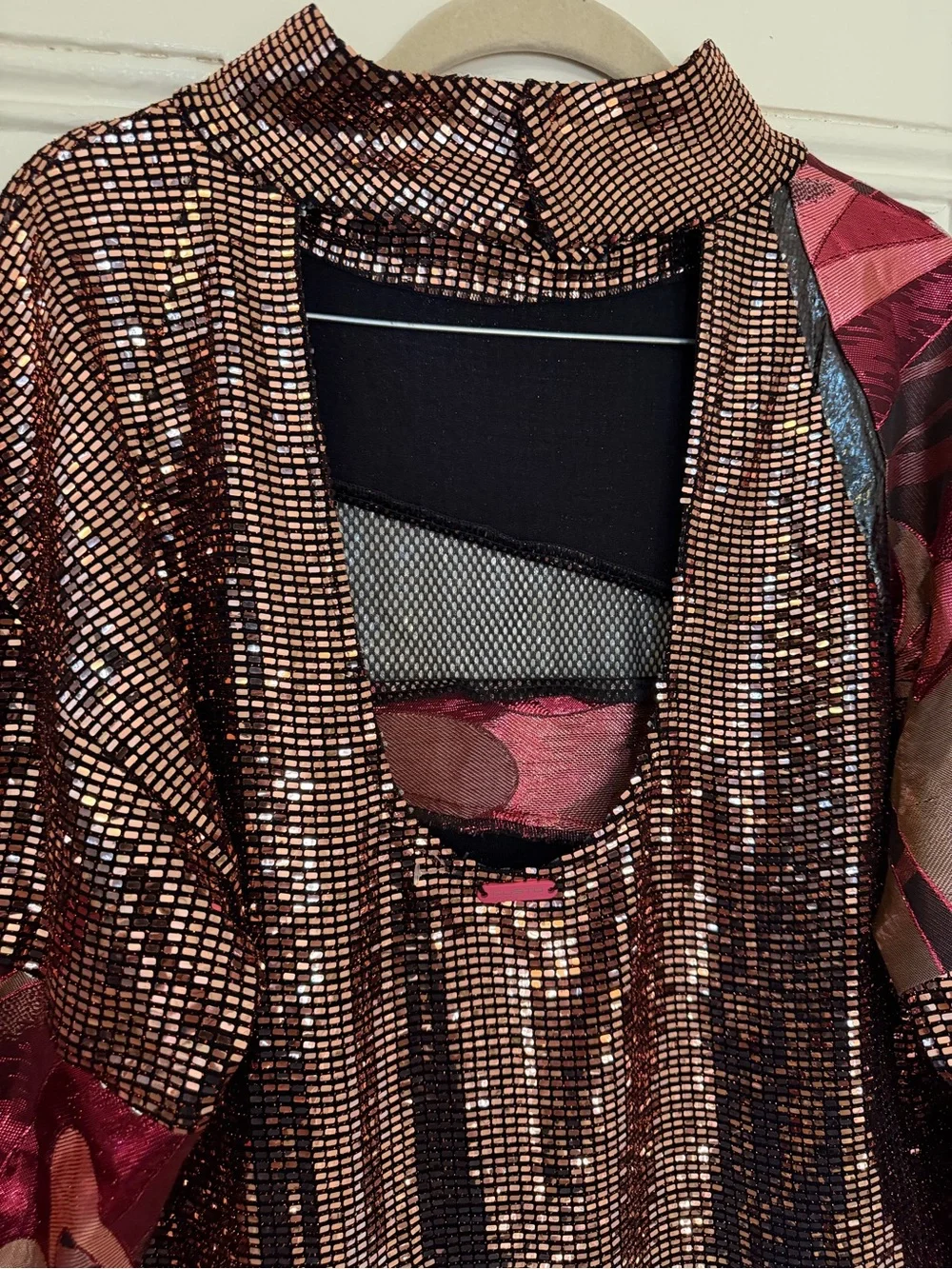 Stunning custo Barcelona patchwork Sequin dress in rose gold and Pink size 6 nwt